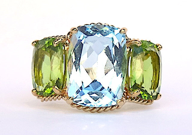 Elegant Single Stone Citrine Ring with Gold Rope Twist Border
