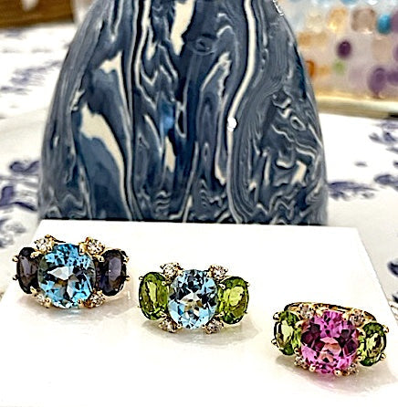 Extra Large GUM DROP™ Ring with Pink Topaz and Diamonds