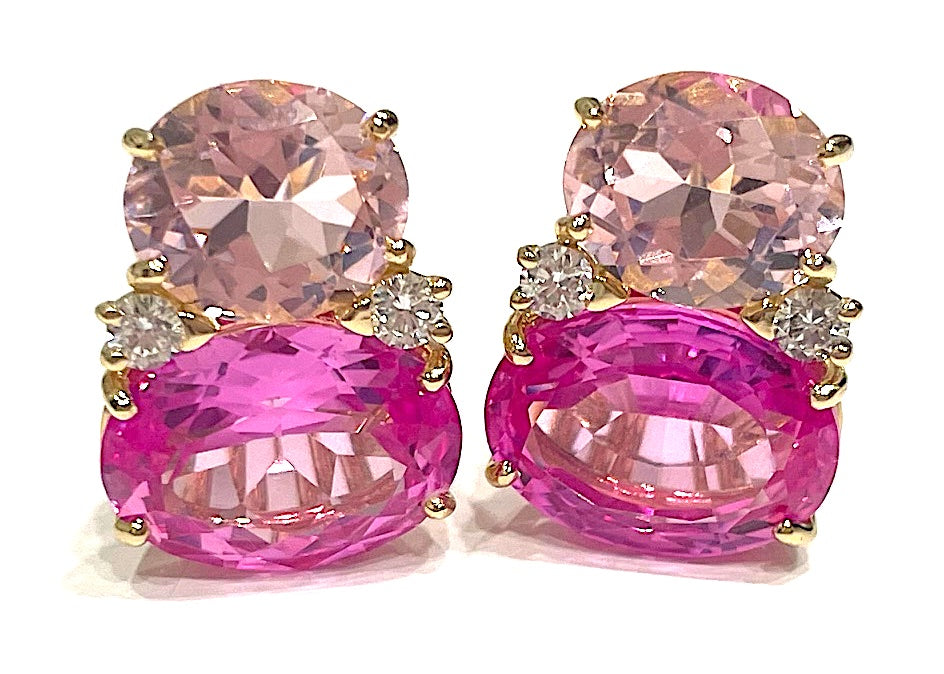 Large GUM DROP™ Earrings with Pink Topaz and Diamonds