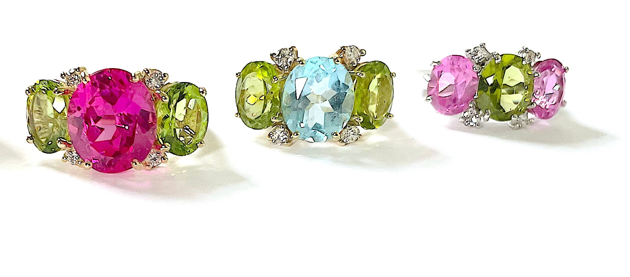 Extra Large GUM DROP™ Ring with Pink Topaz and Diamonds