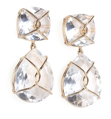 Elegant Three-Stone Drop Earring with Pink Topaz and South Sea Baroque Pearl