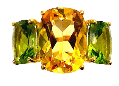 18kt Yellow Gold Sand Dollar Earrings with Peridot and Diamonds