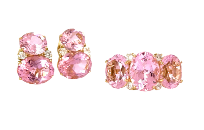 Extra Large GUM DROP™ Ring with Pink Topaz and Diamonds