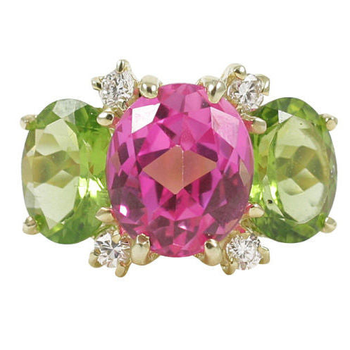 Extra Large GUM DROP™ Ring with Pink Topaz and Diamonds