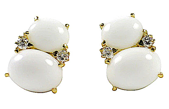 Medium GUM DROP™ Earrings with Pink and Cabochon Smokey Topaz and Diamonds