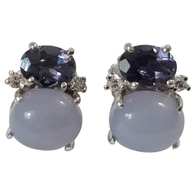 Mini GUM DROP™ Earrings with Amethyst and Iolite and Diamonds