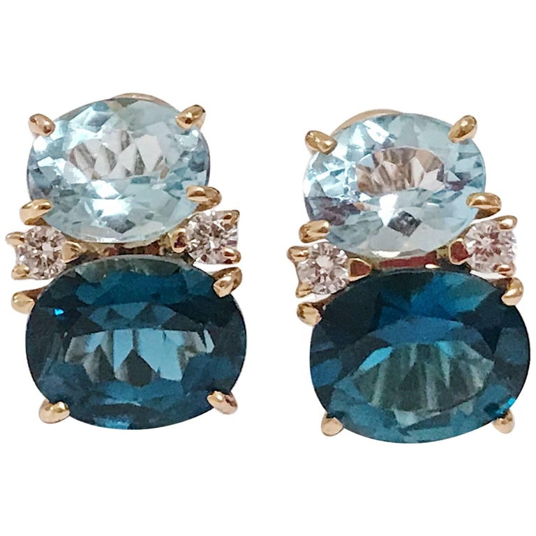 Mini GUM DROP™ Earrings with Iolite, Amethyst and Diamonds