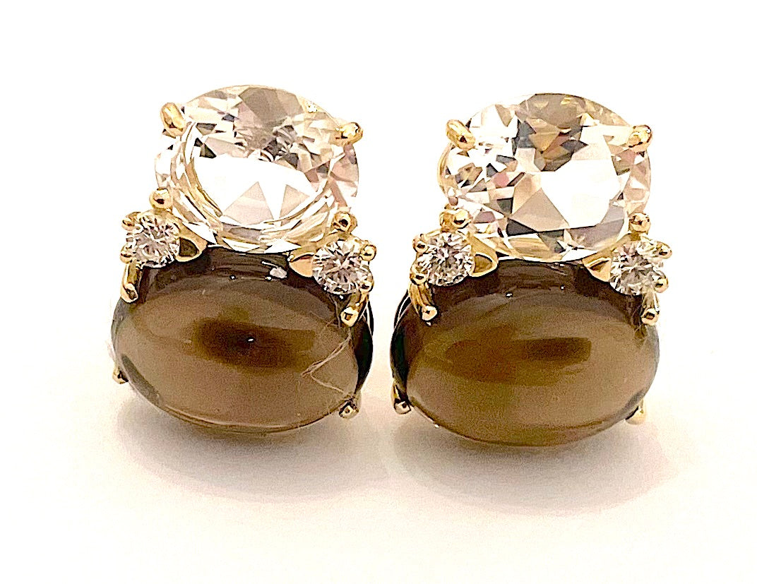 Medium 18kt White Gold GUM DROP™ Ring with Morganite and Rock Crystal