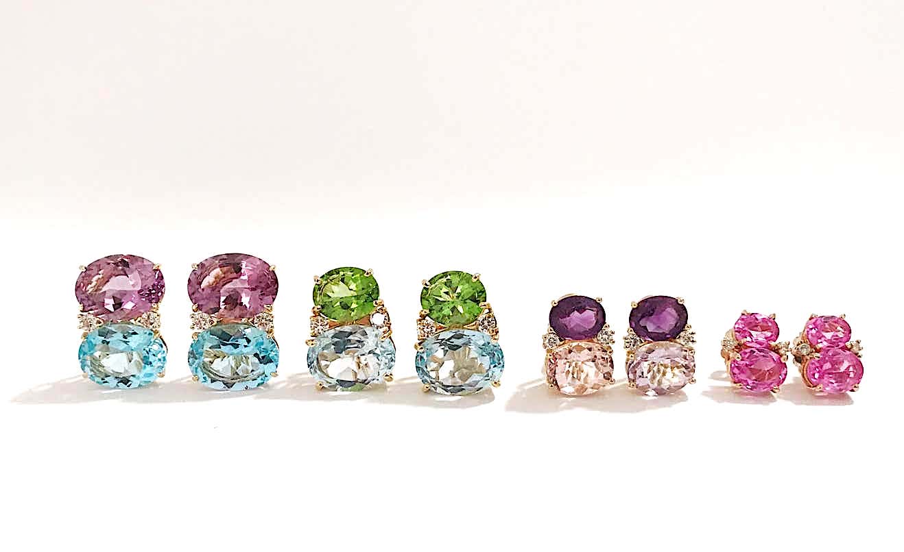 Grande GUM DROP™ Earrings with Cabochon White Jade and Diamonds