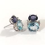 Mini GUM DROP™ Earrings with Rocky Crystal and Pink Topaz and Diamonds