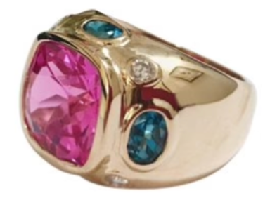 Large Platinum GUM DROP™ Ring with Morganite and Rock Crystal and Diamonds
