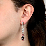 Floral motif diamond drop earring on wire with Euro backs