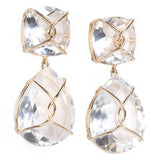 Deco Style Diamond and pear-shaped Morganites Long Earrings