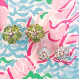 18kt Yellow Gold Sand Dollar Earrings with Peridot and Diamonds