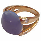 Orange Citrine Cabochon Pink Topaz Gold Cushion Ring
