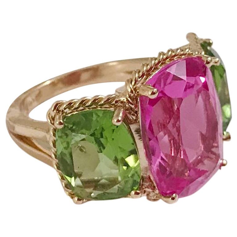 Extra Large GUM DROP™ Ring with Pink Topaz and Diamonds