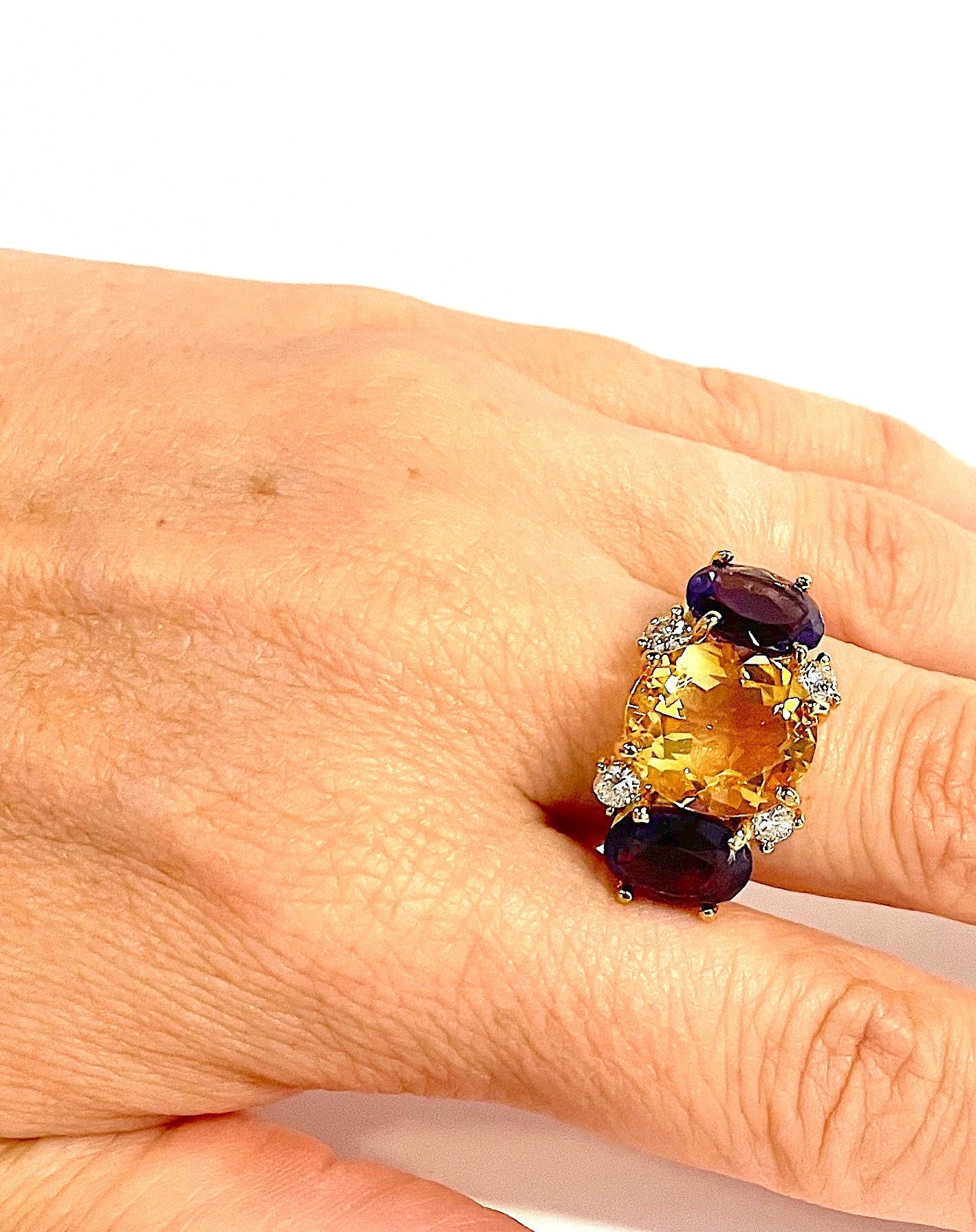 Extra Large GUM DROP™ Ring with Pink Topaz and Diamonds
