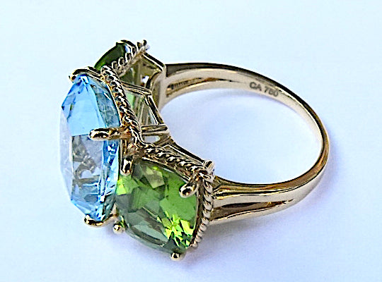Elegant Single Stone Citrine Ring with Gold Rope Twist Border