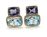 Large GUM DROP™ Earrings with Blue and Pink Topaz and Diamonds