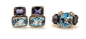 Large GUM DROP™ Ring with Citrine and Amethyst and Diamonds