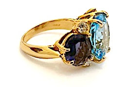 Large GUM DROP™ Ring with Citrine and Amethyst and Diamonds