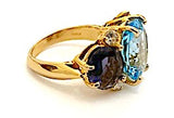 Large GUM DROP™ Ring with Blue Topaz and iolite and Diamonds