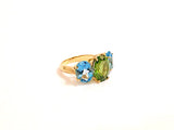 Medium 18 Karat Yellow Gold GUM DROP™  Ring with Peridot and Blue Topaz - Without Diamonds