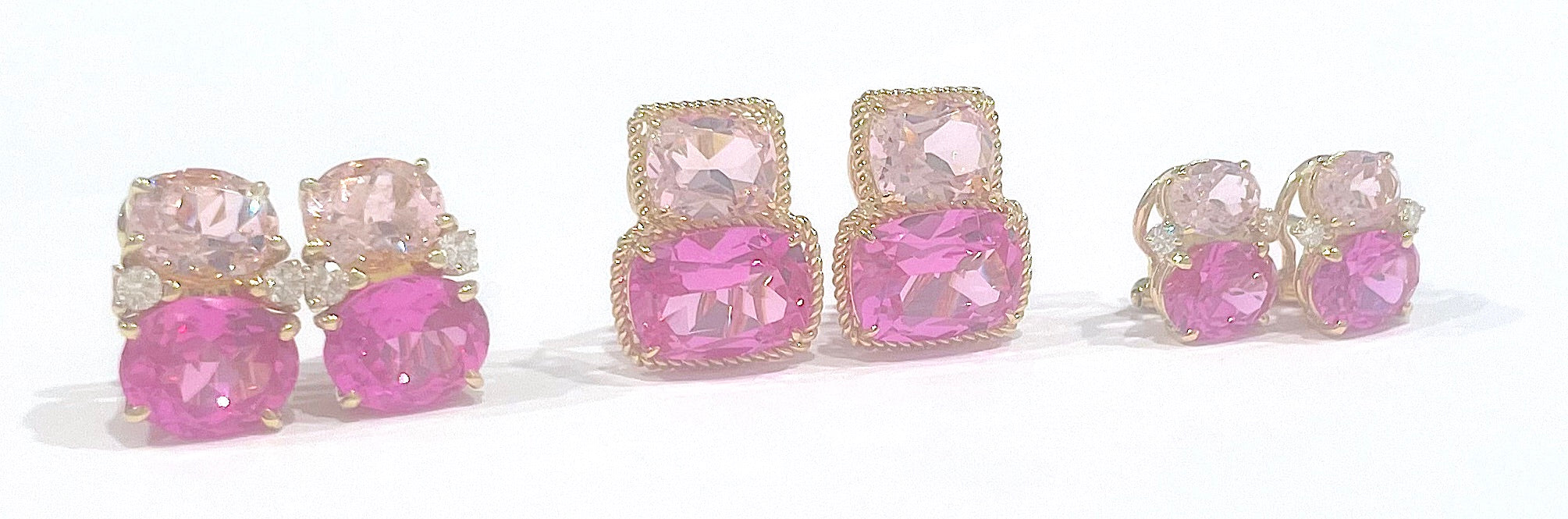 Mini GUM DROP™ Earrings with Pink Topaz and Diamonds