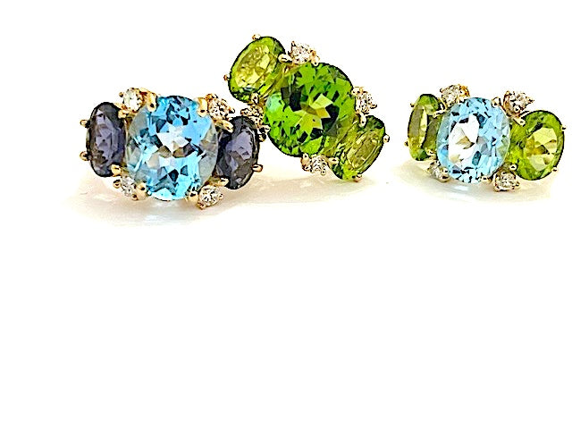 ADELE Large GUM DROP™ Earrings with Citrine and Smokey Topaz and Diamonds