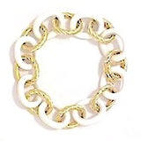 Elegant Alternating Yellow Gold Twist and White Jade Link Bracelet
