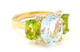 Small GUM DROP™ Ring with Blue Topaz Citrine and Diamonds