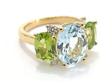 Small GUM DROP™ Ring with Blue Topaz Citrine and Diamonds