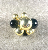 18kt Yellow Gold and Onyx Tassel Ring with Diamonds