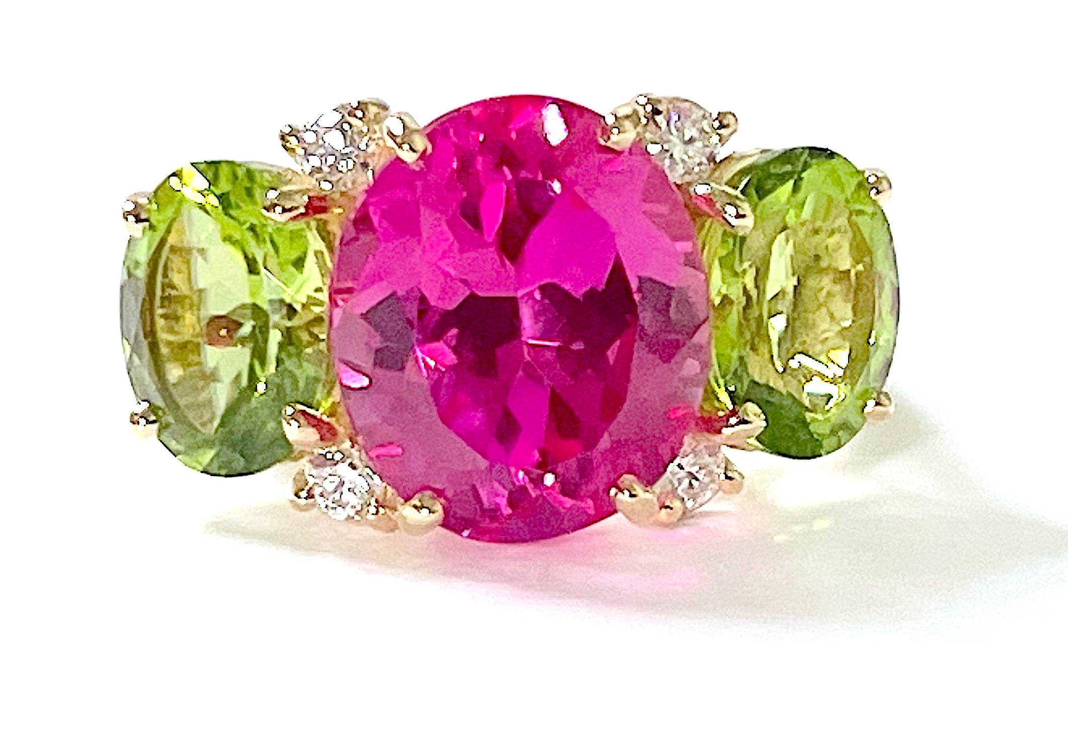 Extra Large GUM DROP™ Ring with Pink Topaz and Diamonds