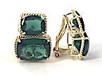 Large Rope Twist Border Two Stone Cushion Earring