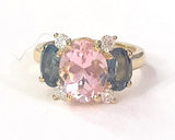 Small GUM DROP™ Ring with Pink Topaz and Blue Topaz and Diamonds