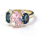 Small GUM DROP™ Ring with Pink Topaz and Blue Topaz and Diamonds