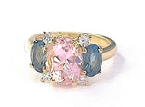 Small GUM DROP™ Ring with Pink Topaz and Blue Topaz and Diamonds