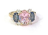 Small GUM DROP™ Ring with Pink Topaz and Blue Topaz and Diamonds