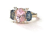 Small GUM DROP™ Ring with Pink Topaz and Blue Topaz and Diamonds