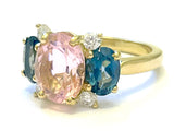 Small GUM DROP™ Ring with Pink Topaz and Blue Topaz and Diamonds
