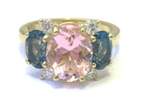 Small GUM DROP™ Ring with Pink Topaz and Blue Topaz and Diamonds