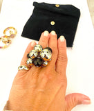 18kt Yellow Gold and Onyx Tassel Ring with Diamonds