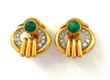Elegant Gold Emerald and Diamond Earring  by David Webb