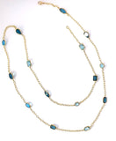 Elegant Multi Color Blue Topaz Necklace on twisted Link chain