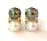 Large GUM DROP™ Earrings with South Sea Pearls and Diamonds