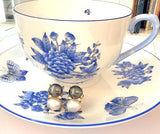 Elegant Three-Stone Drop Earring with Pink Topaz and South Sea Baroque Pearl