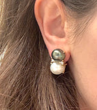 Medium GUM DROP™ Earrings with Pink Topaz and Blue Topaz and Diamonds with Detachable Pearls