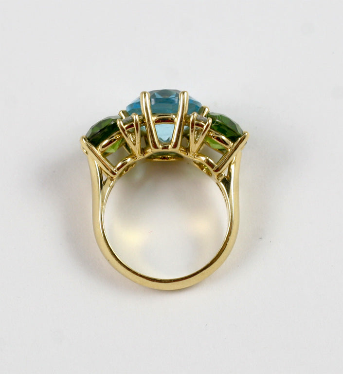 Large GUM DROP™ Ring with Blue Topaz and iolite and Diamonds