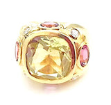 18kt Bonheur Ring with Green Amethyst, Amethyst and Blue Topaz